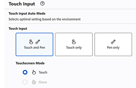 Panasonic Toughbook 56 touch input and glove mode settings