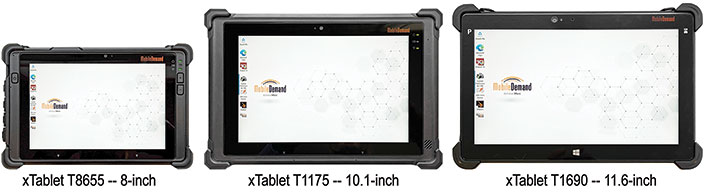 MobileDemand xTablet T8655 compared with T1175 and T1690 tablets