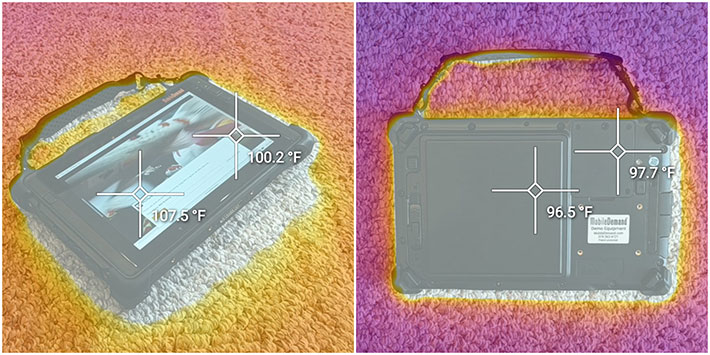 Thermal image showing heat distribution in the MobileDemand xTablet T8655