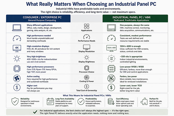 Comparison of general-purpose computers and purpose-built industrial Panel PCs