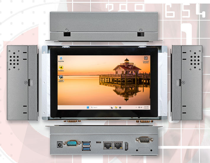 Multiple exterior views of the Winmate W07IAN3S-POT1 PO Series HMI Panel PC